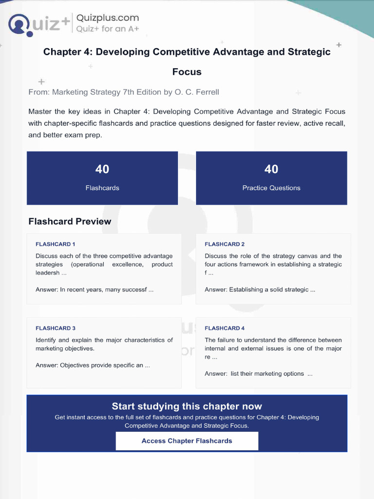 Flashcards for Chapter 4 Developing Competitive Advantage and Strategic ...