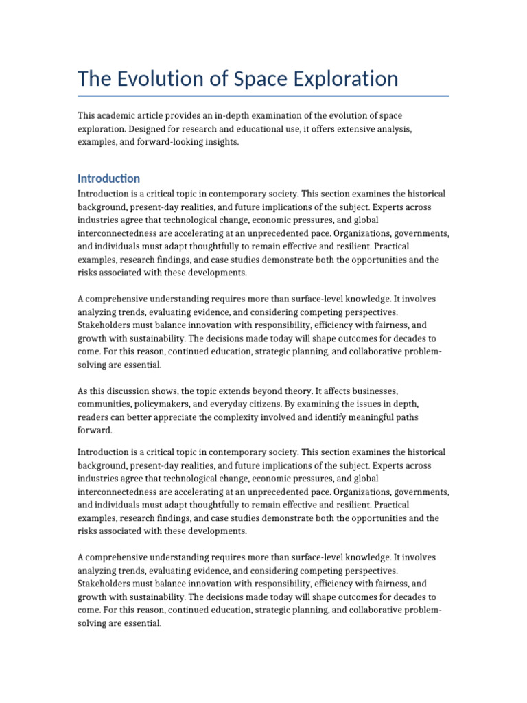 The Evolution of Space Exploration | PDF | Sustainability | Innovation