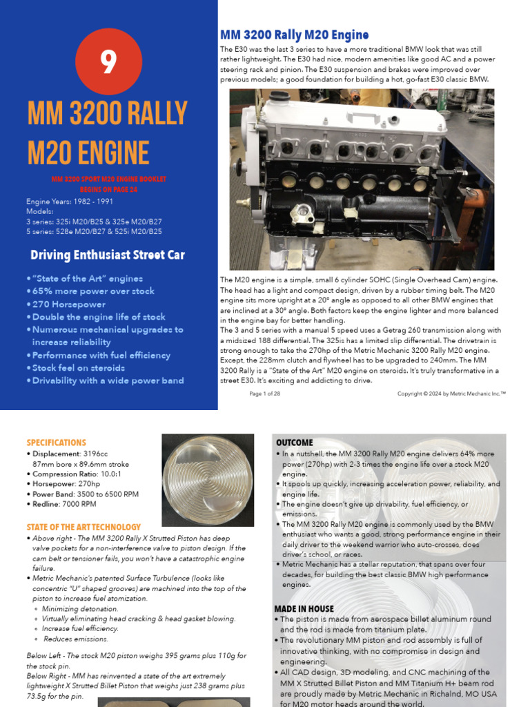 E9 - MM 3200 Rally M20 Engine Copy | PDF | Piston | Combustion