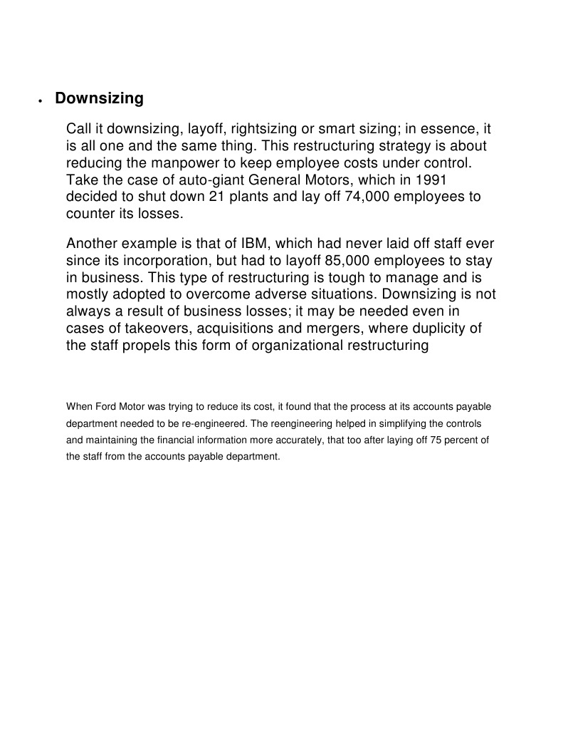 Downsizing: Strategies and Examples | PDF