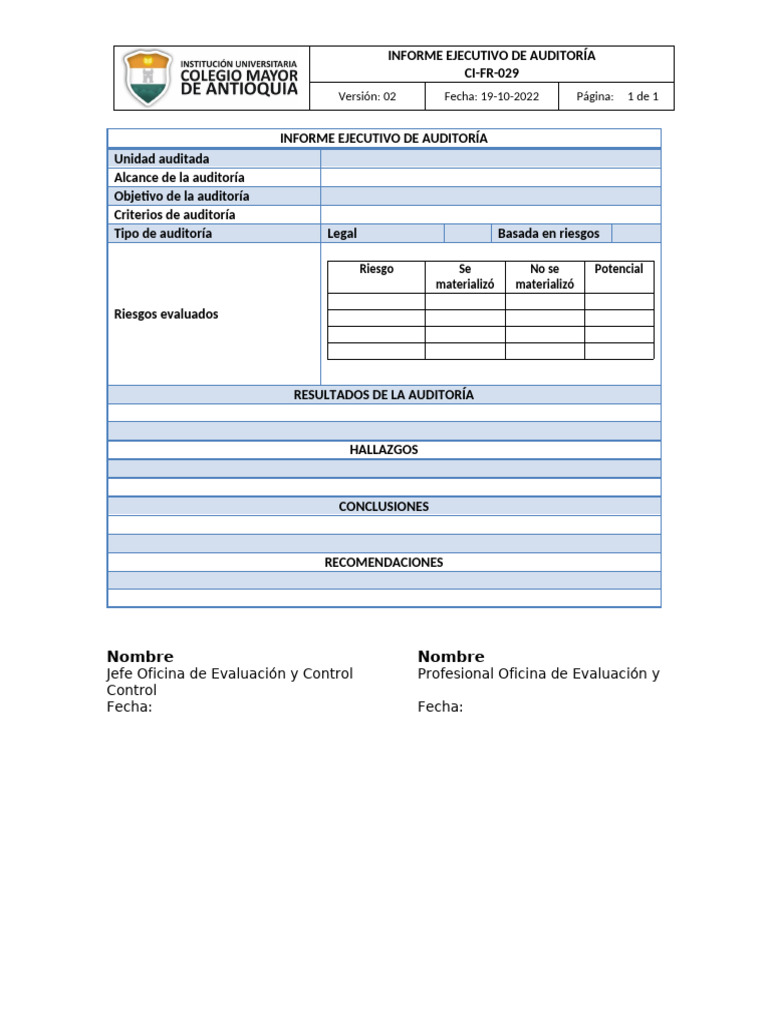 INFORME EJECUTIVO AUDITORIA | PDF