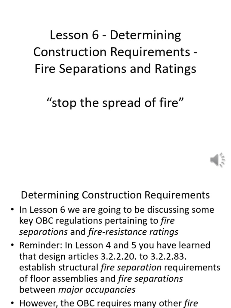 Lesson 6 - Determining Construction Requirements - Fire Separations and ...