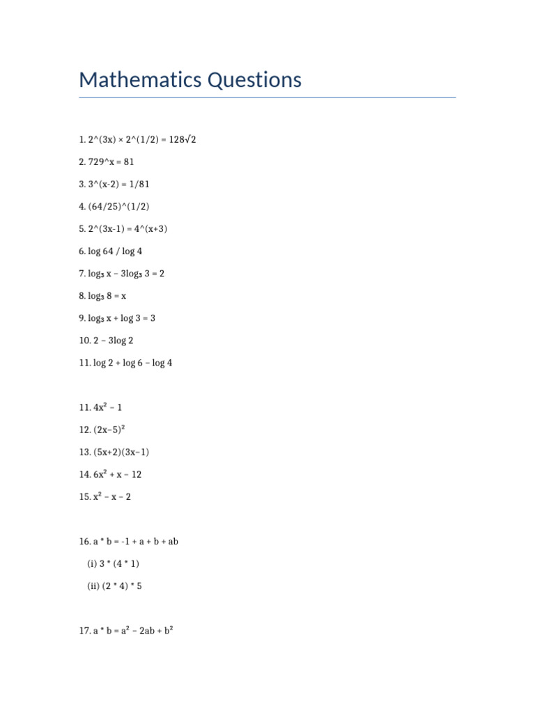 Mathematics Questions | PDF
