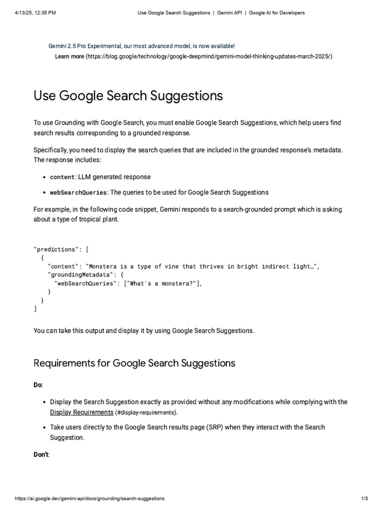 Use Google Search Suggestions _ Gemini API _ Google AI for Developers ...