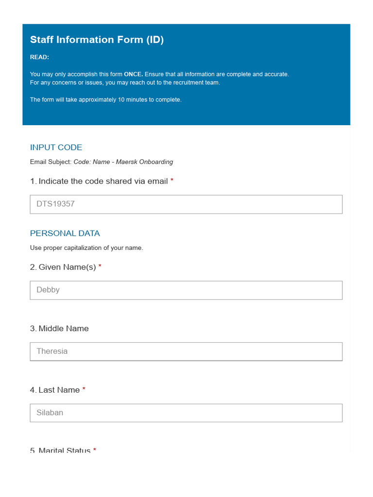 Staff Information Form (ID) | PDF