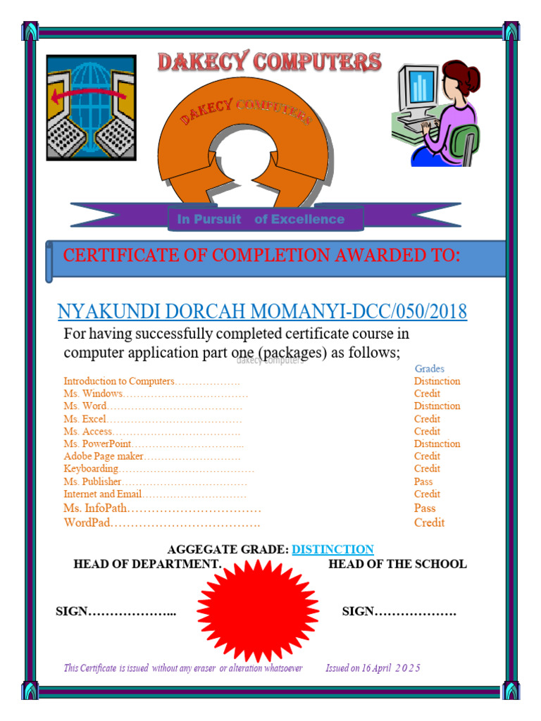 DORCAH Computer Cert | PDF