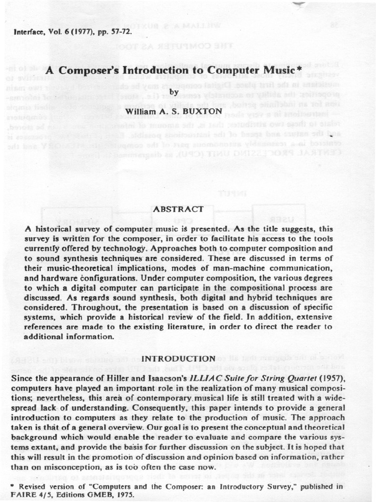 A Composers Introduction to Computer Mus-105208807 | PDF | Input/Output ...
