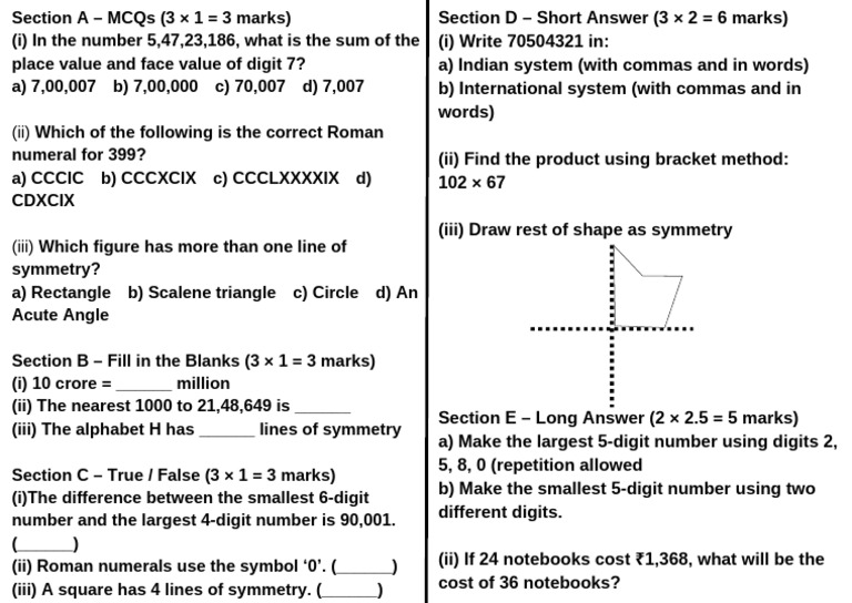 Class 6 Test | PDF