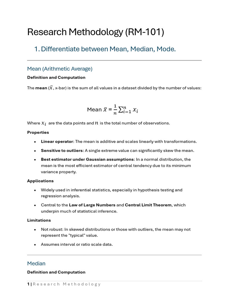1. Research Methodology | PDF | Mode (Statistics) | F Test