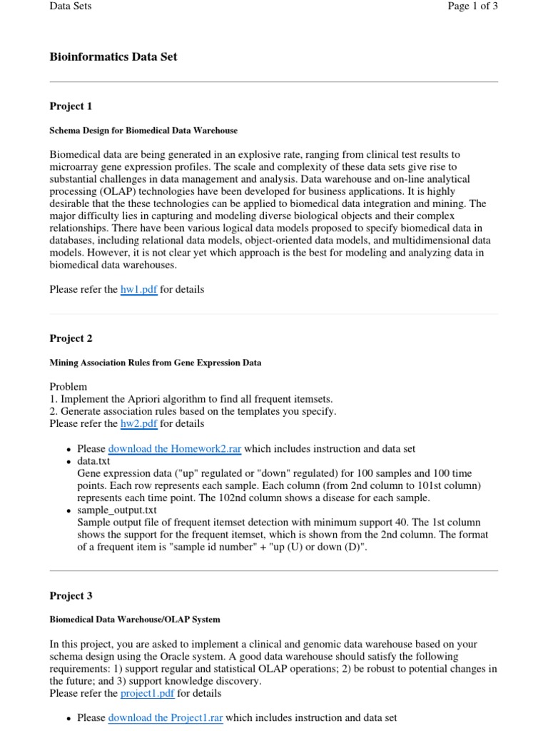 Bioinformatics Data Warehouse Projects | PDF | Dna Microarray ...