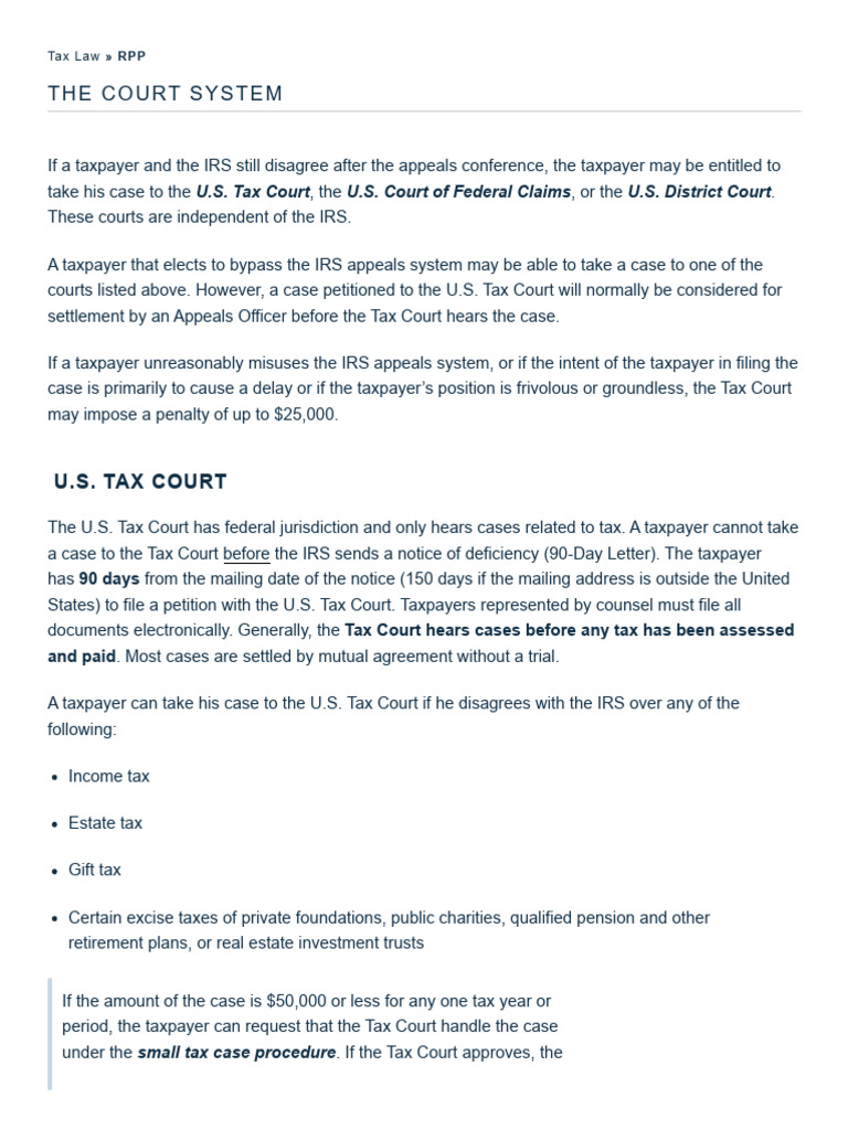 16-Tax Law - The Court System | PDF | United States Tax Court | Burden ...