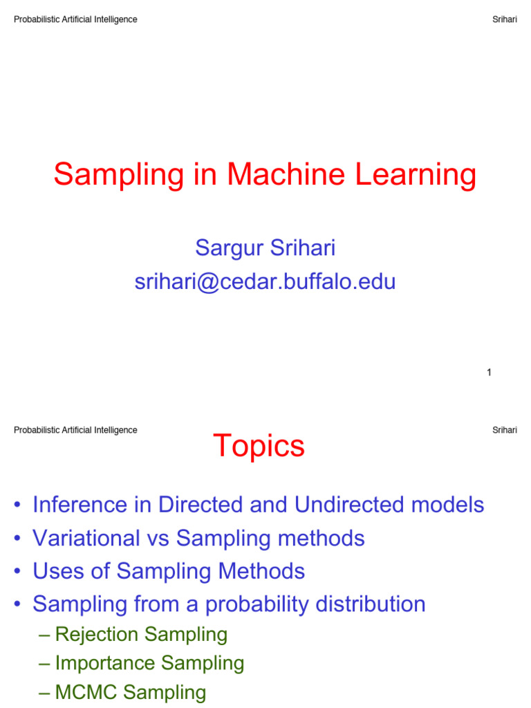 Sampling in Machine Learning | PDF | Bayesian Network | Statistical ...