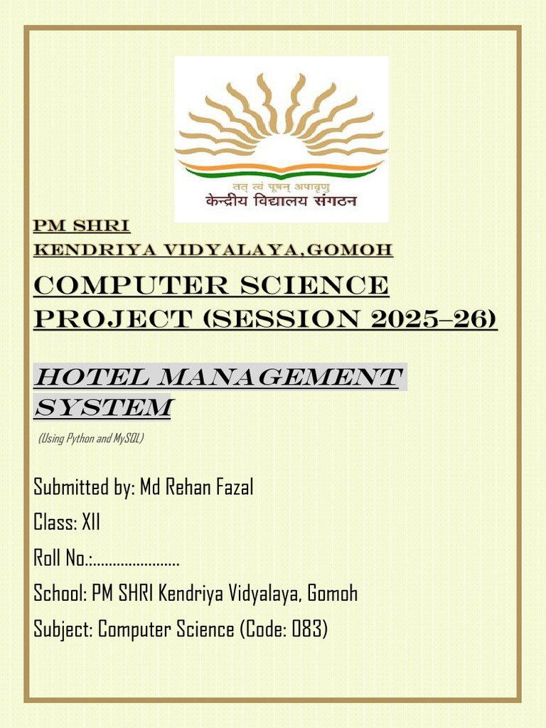 Cs Project 2025-26 Class Xii | PDF | My Sql | Databases