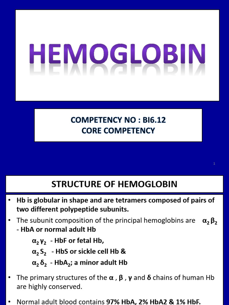 Hemoglobin PDF | PDF | Hemoglobin | Red Blood Cell