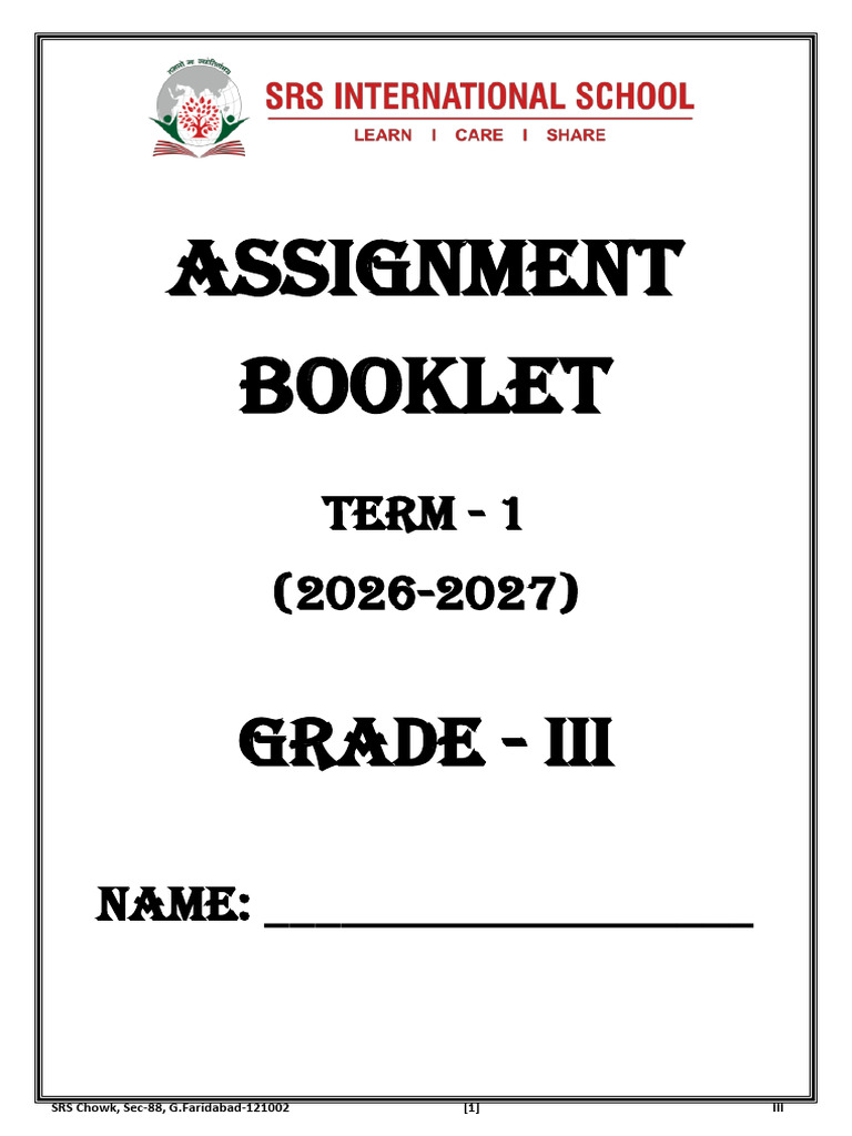 Grade - 3 - Assignment Boolket - Unit - 1 & 2 - 14.04.2026 | PDF ...