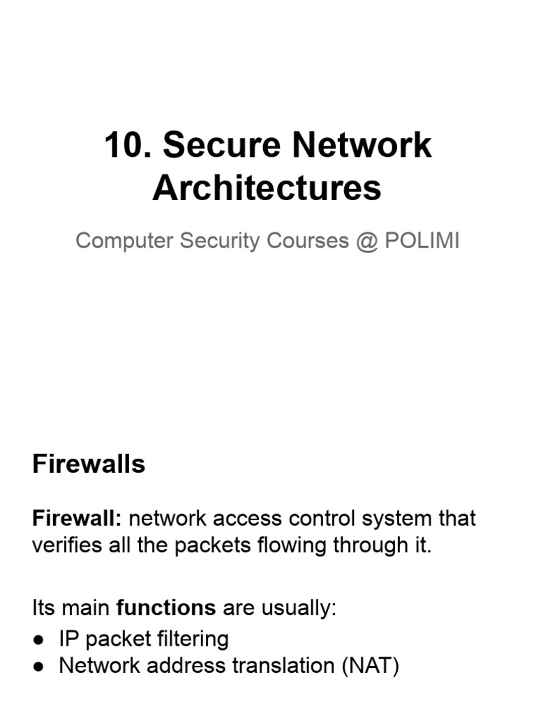 10. Secure Network Architectures | PDF | Firewall (Computing) | File ...