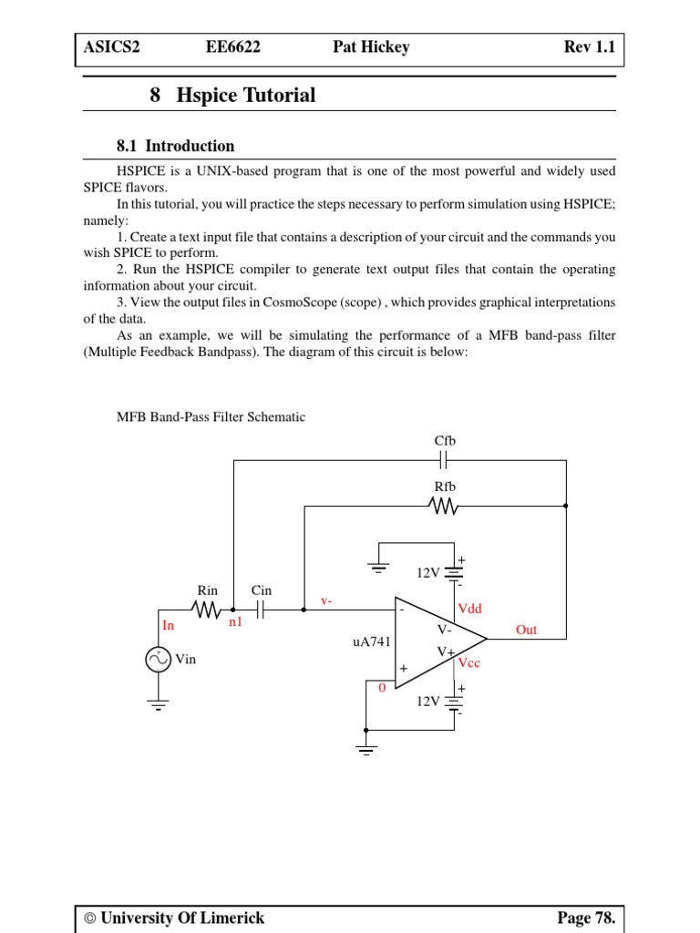 8 Hspice Tutorial Asics2 EE6622 Pat Hickey Rev 1.1 PDF Spice