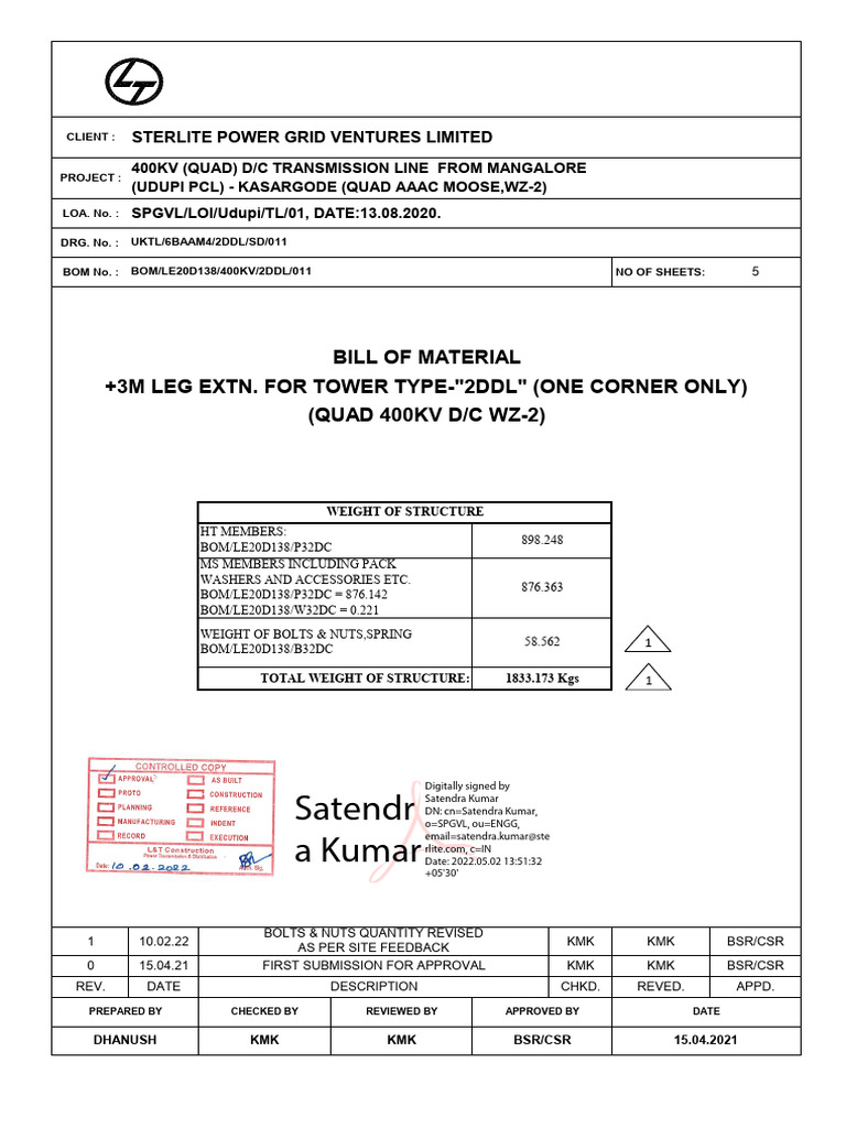 Bom-2ddl+3m Leg Extn | PDF