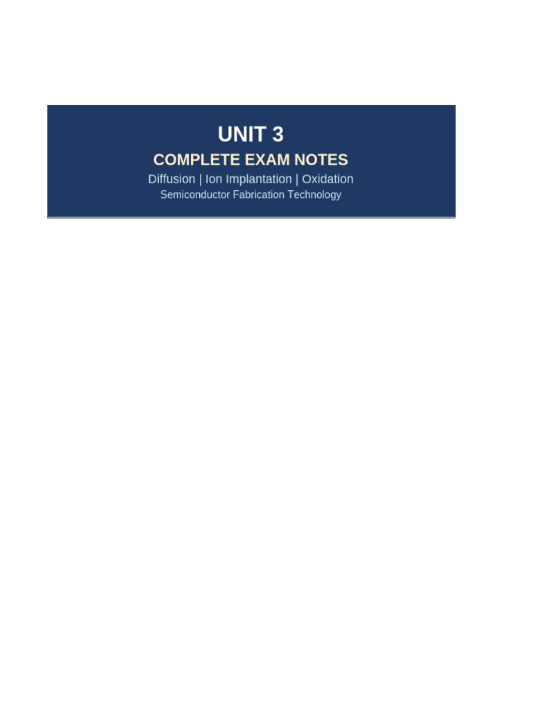 Unit3 Exam Notes | PDF | Doping (Semiconductor) | Ion Implantation
