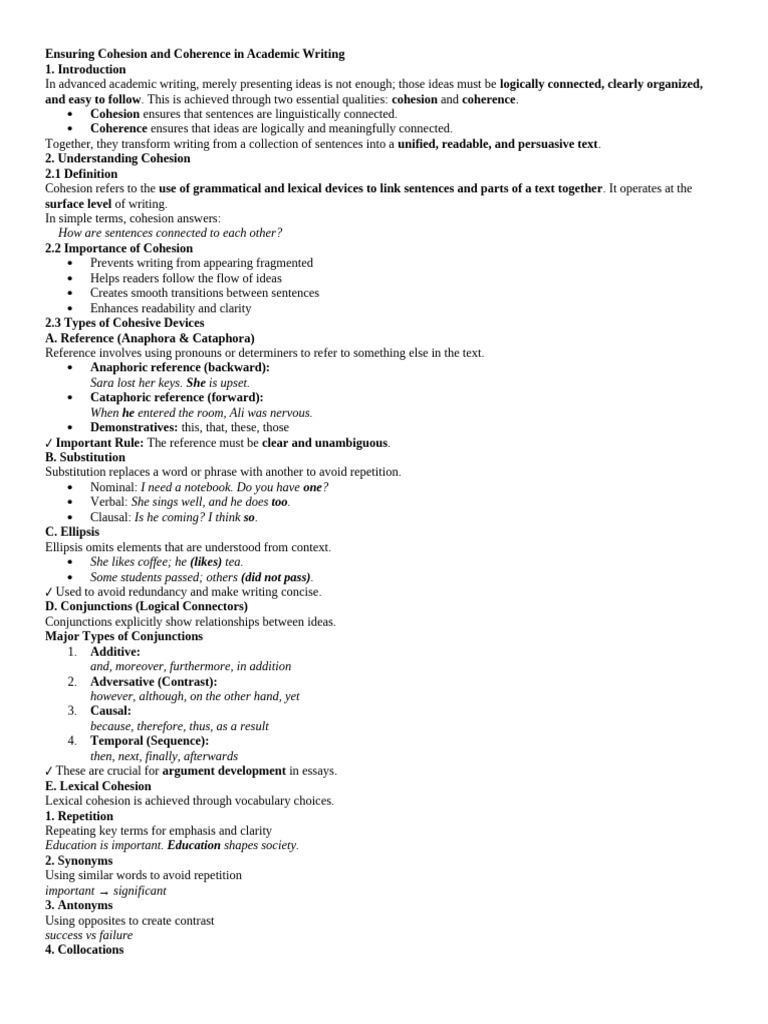 Ensuring Cohesion and Coherence in Academic Writing | PDF | Linguistics ...