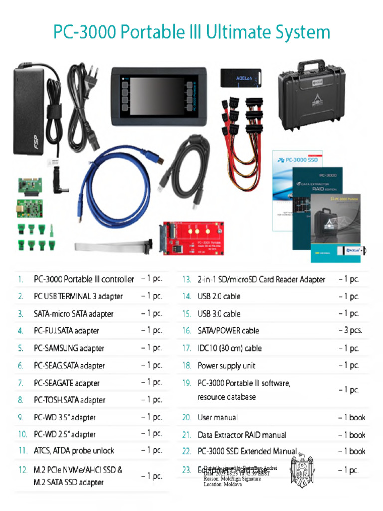 Lot 5 Pc-3000 Portable Ultimate System Specificatia Teh.signed | PDF
