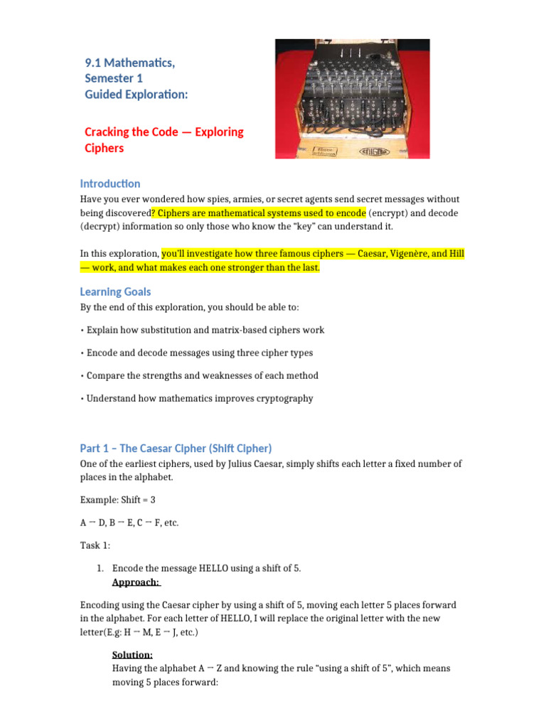Cipher Exploration 9.1 | PDF | Cipher | Encryption