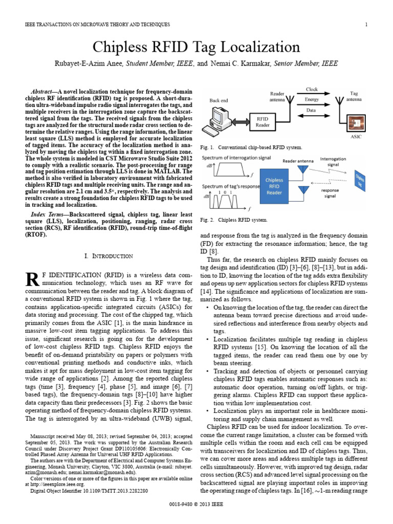 2.Chipless RFID Tag Localization | PDF | Radio Frequency Identification ...