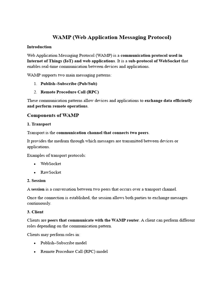 WAMP (Web Application Messaging Protocol) | PDF | Computer Science ...