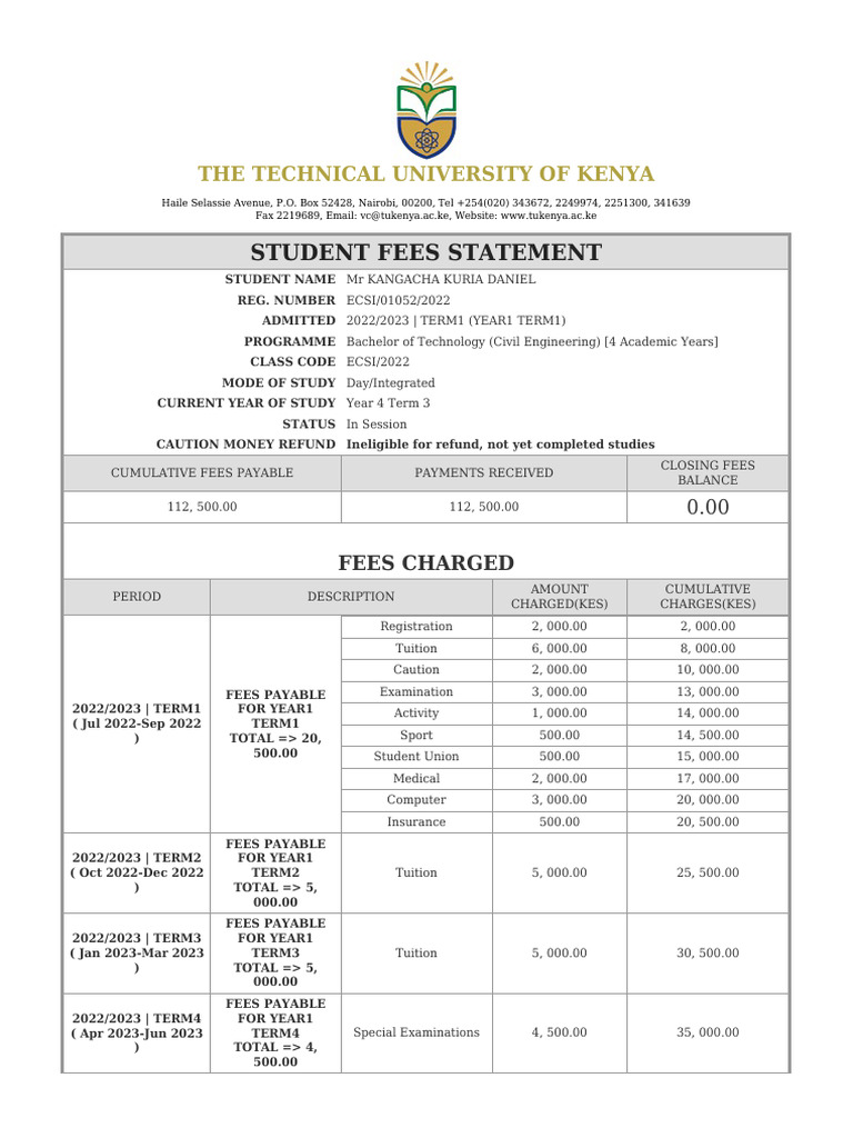 Fees-Statement-ECSI 01052 2022 (2) | PDF | Cash | Services (Economics)