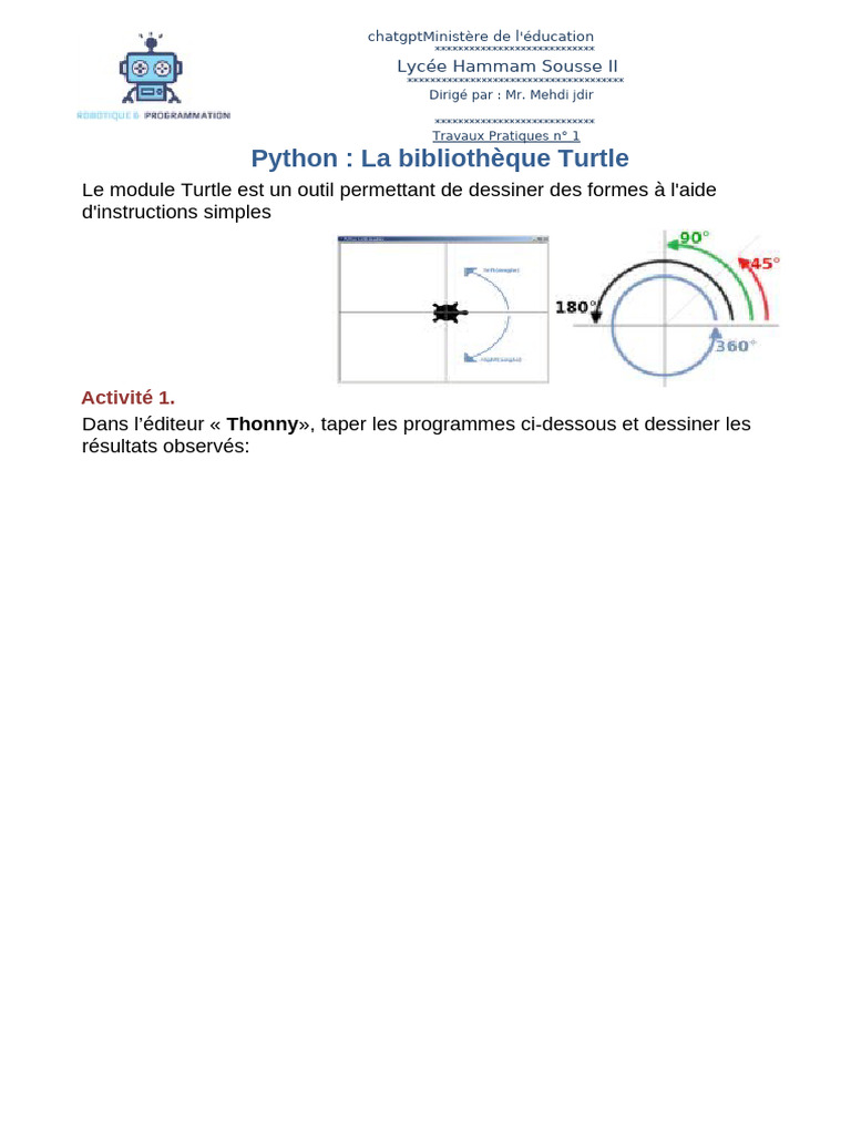 TP 1 - Initiation Python - Turtle | PDF | Programmation informatique