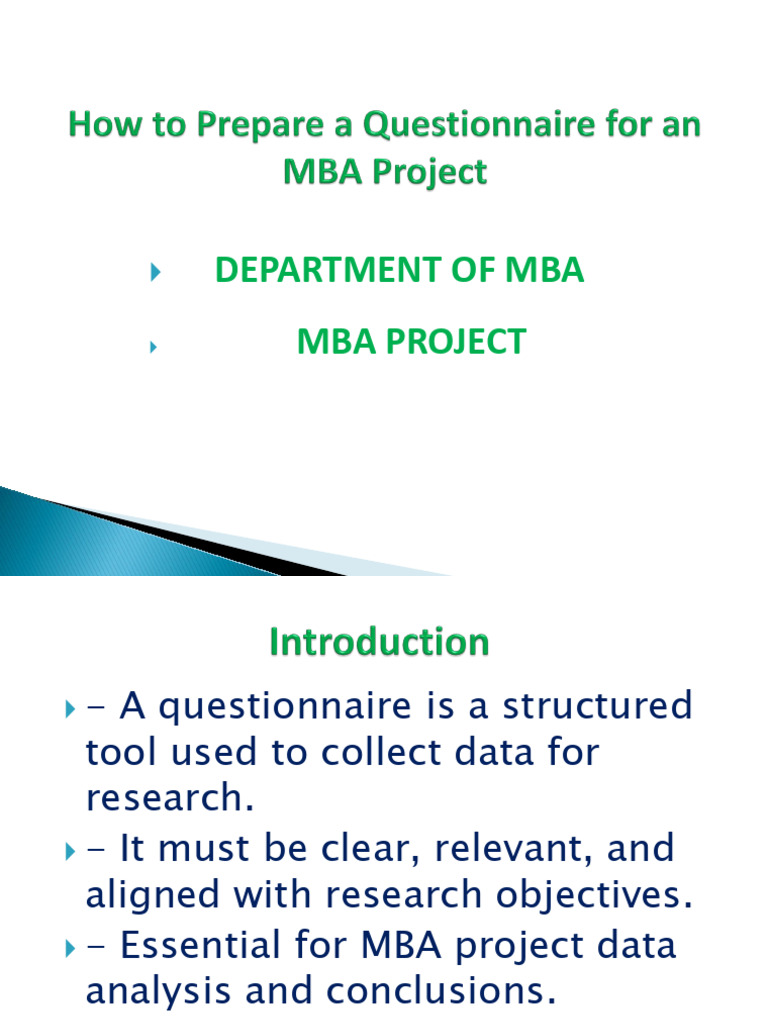 Questionnaire Preparation MBA Project | PDF