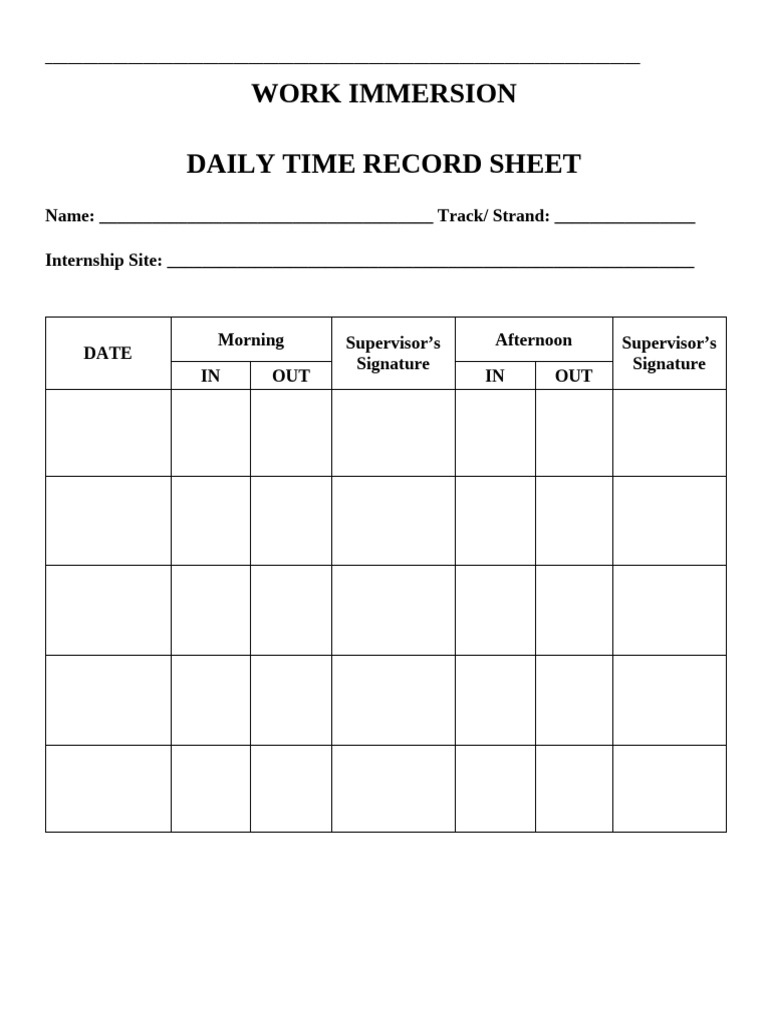 Daily Time Record Sheet | PDF