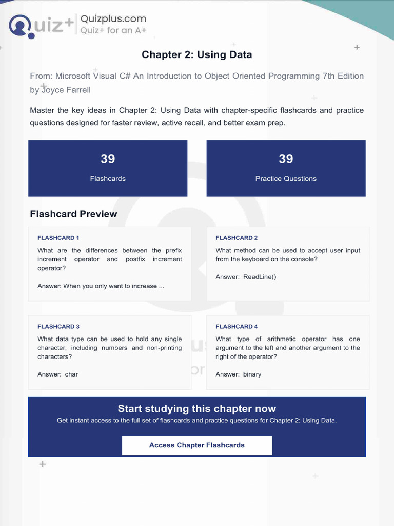 Flashcards for Chapter 2 Using Data | PDF