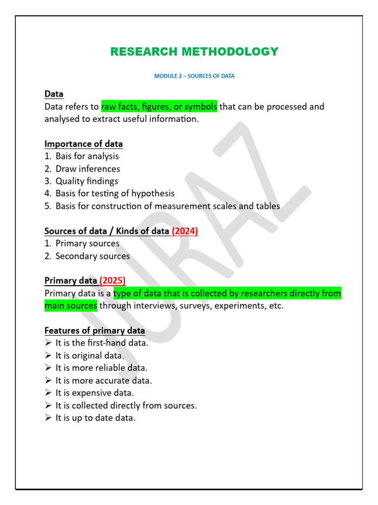 Research Methodology - Juraz- Module II | PDF | Level Of Measurement ...