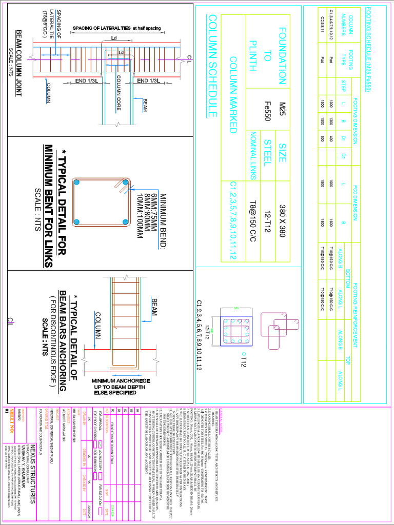Sheet 02 Industrial Column and Foundation Details | PDF | Column | Chess