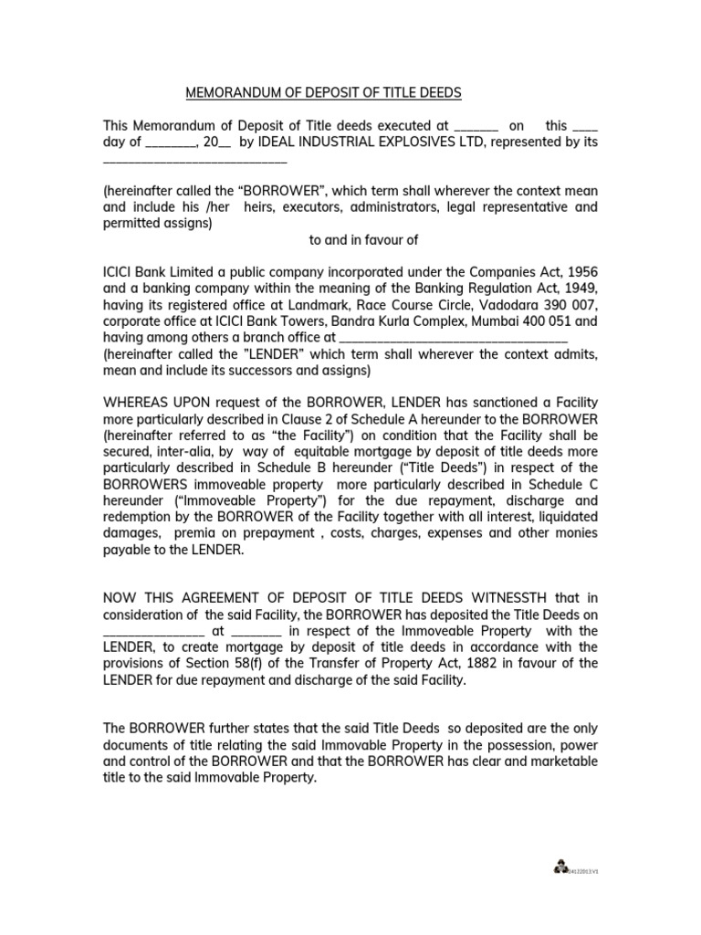 MODT Format Borrower Dhandbad | PDF | Mortgage Law | Mortgages