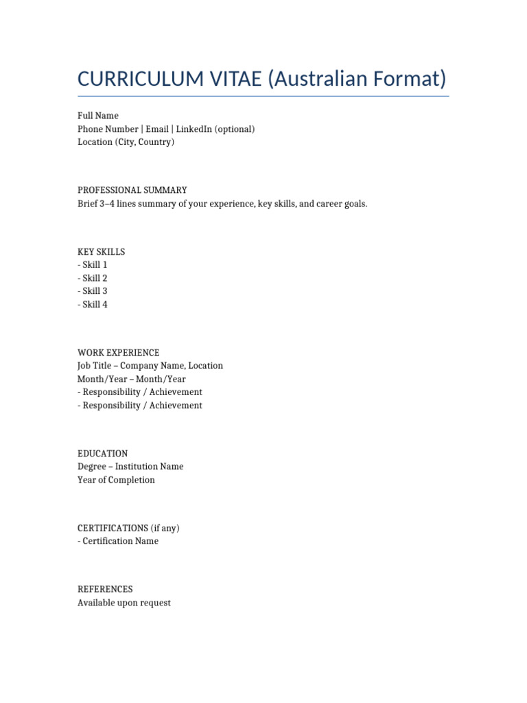 Australian CV Template | PDF