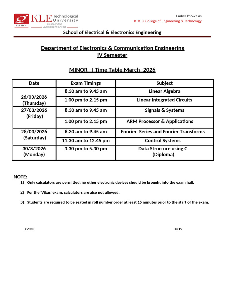 IV Sem Minor-1 Mar 2026 | PDF