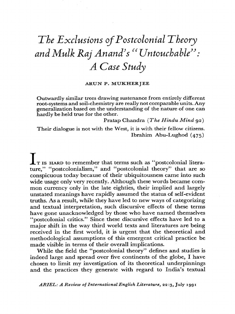 admin,+Ariel Vol. 22 no. 3_27-48 | PDF | Postcolonialism | Dalit