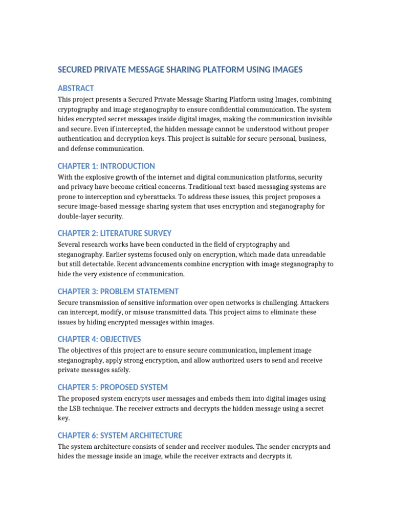 Secured Private Message Sharing Platform 20-30 Pages | PDF | Encryption ...