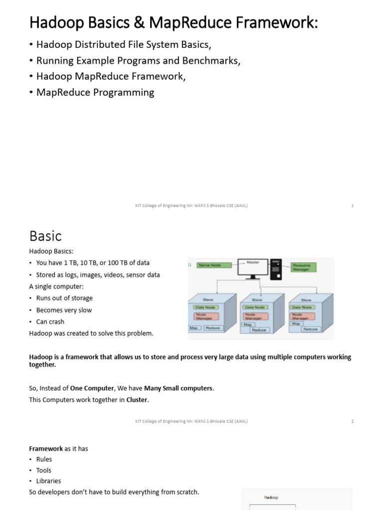 Unit1_Hadoop Basics and MapReduce Framework | PDF | Apache Hadoop | Map ...