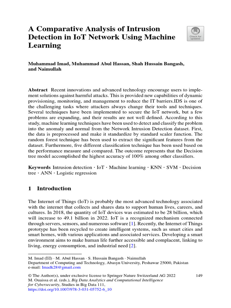 A Comparative Analysis of Intrusion Detection in IoT Network Using ...