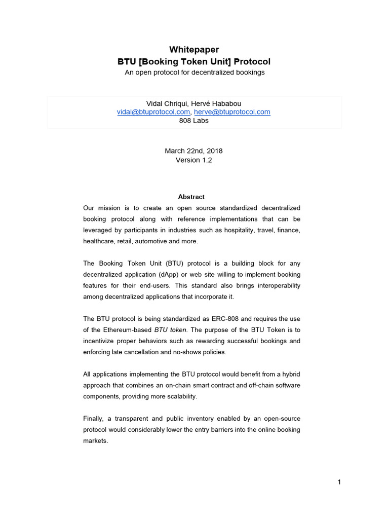 BTU Protocol | PDF