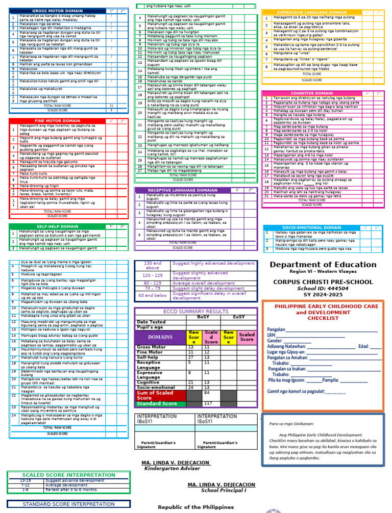 Eccd Checklist Binisaya With Sample | PDF
