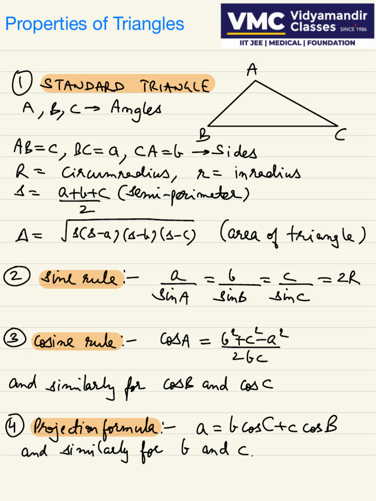 Properties of Triangle | PDF | Geometry | Elementary Geometry