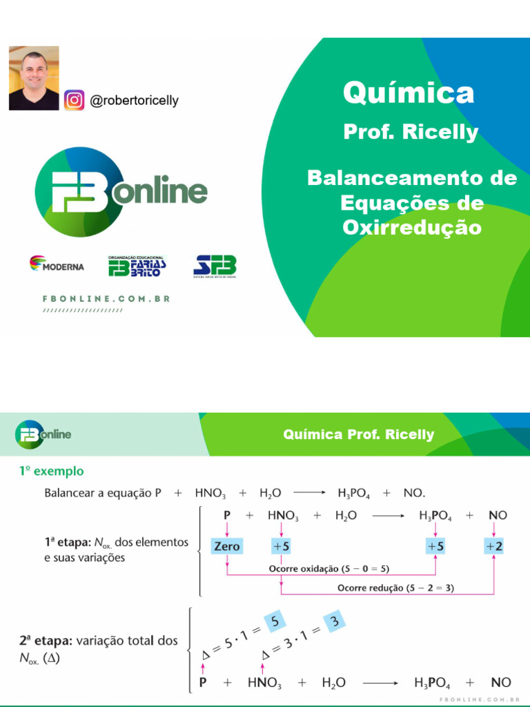Resumo Teórico Balanceamento Método Redox Prof. Ricelly | PDF