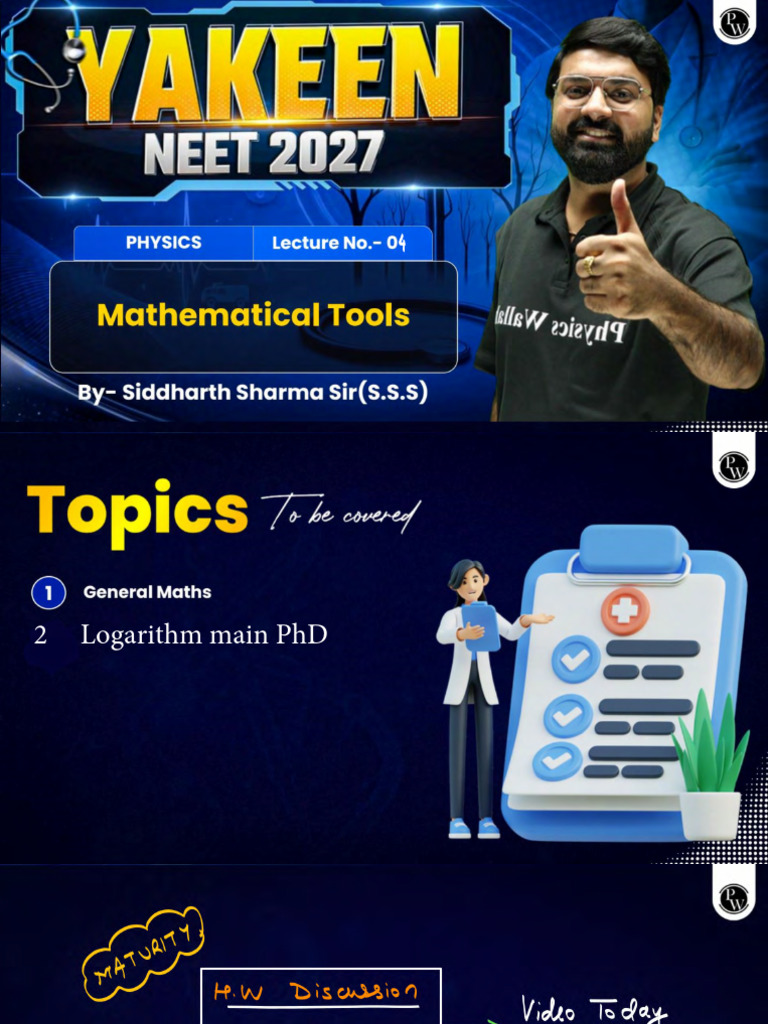 Mathematical Tools 04 Class Notes Yakeen NEET 2027 | PDF