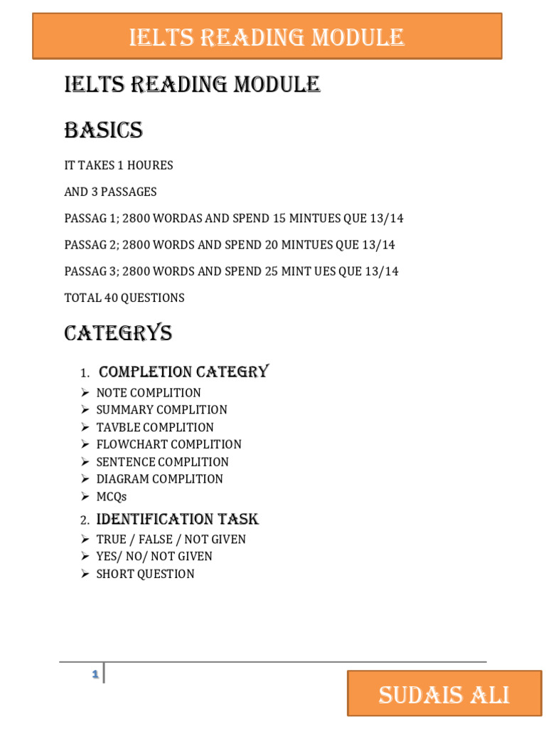 Ielts Reading Module | PDF