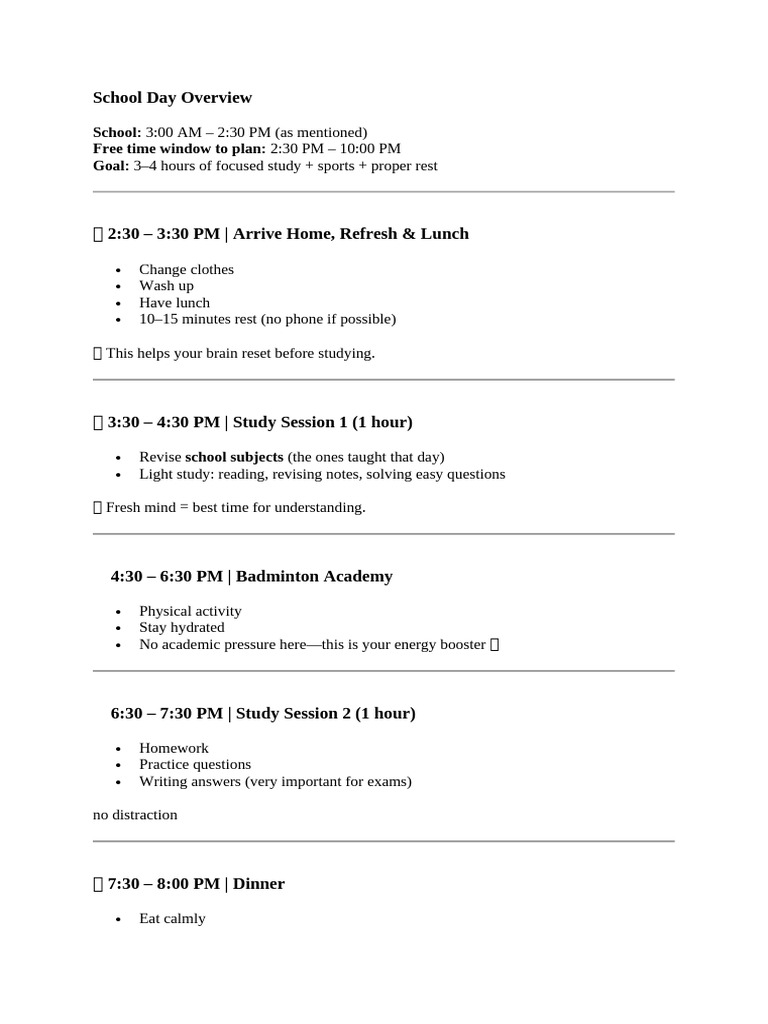 School Day Overview | PDF