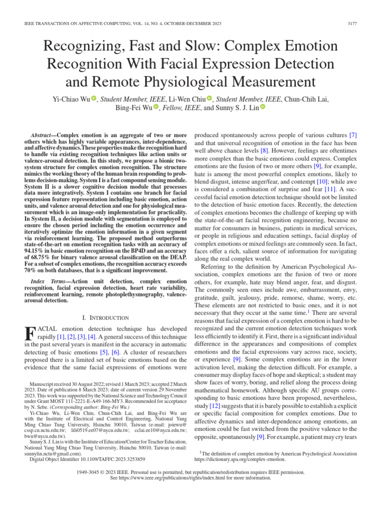 Recognizing Fast and Slow Complex Emotion Recognition With Facial ...